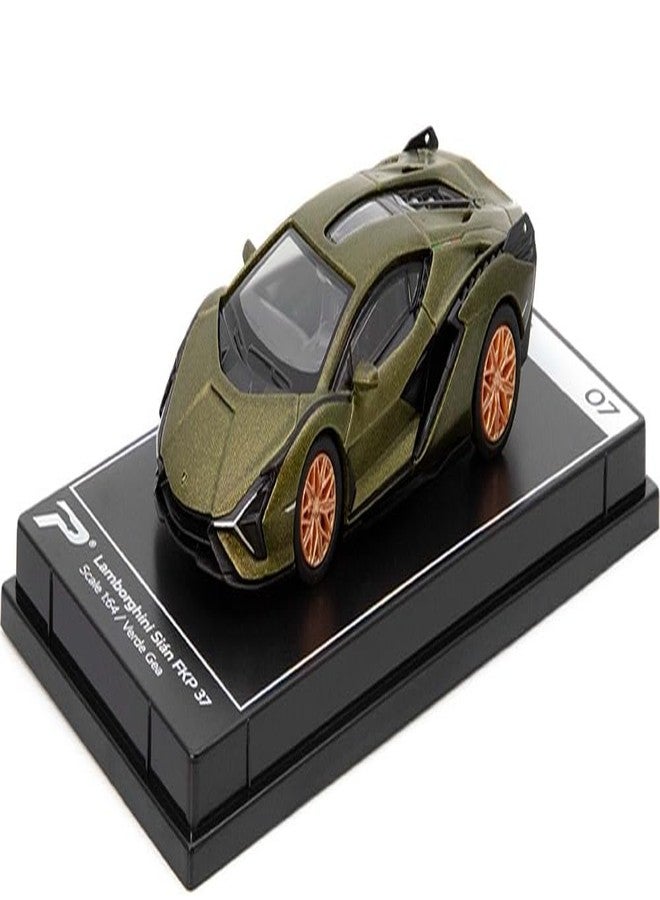 PosterCars 1:64 Diecast Official Scale Model Hypercar League Collection (Lamborghini Sian FKP 37 (Verde GEA) No.7) - Image 1